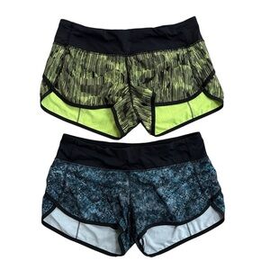 Lululemon Speed Short 2.5" Lot of 2 Shorts Black Blue Yellow Size 6 Running Gym